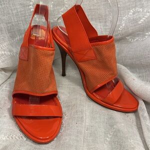 NWOT Miss Sixty fiery orange leather heels